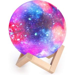 Lampe Lune 3D 15CM Dimmable Lampe de Chevet avec Télécommande Interrupteur Tactile USB Rechargeable Lampe de Nuit pour Chambre Salon Cadeau Anniversaire Noël 16 Couleurs Veilleuse LED Lampe Jupiter 