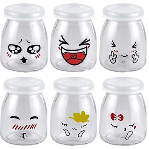 Lot De 14 Pots En Verre Transparent – 7 Avec Couvercle + 7 Sans – Hauteur 7 Cm – Neufs