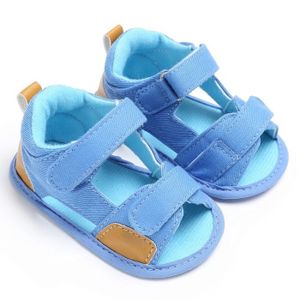 SANDALE - NU-PIEDS Sandales bébé garçons en toile - Bleu clair - Semelle souple - Chaussures de crèche