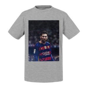 MAILLOT DE FOOTBALL - T-SHIRT DE FOOTBALL - POLO DE FOOTBALL T-shirt Enfant Gris Lionel Messi Barcelone Footbal