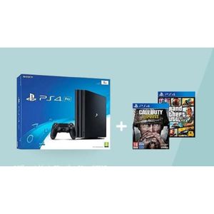 CONSOLE PS4 Console PS4 Pro 1 To - Sony - Call of Duty WWII - GTA V - Noir