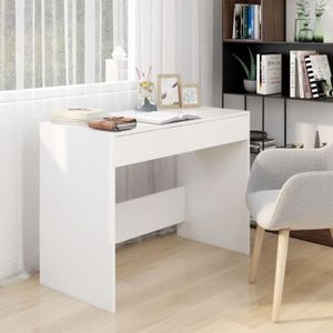 BUREAU  Table de travail - VIDAXL - Bureau Blanc 101x50x76,5 cm - 2 tiroirs - Bois - Panneaux de particules