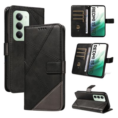 Coque pour Xiaomi Redmi 15 - Portefeuille Noir Rabat Clapet Aimanté