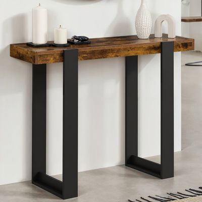 Console Design 1 Tiroir Phoenix - Meuble Entrée Bois Et Noir 90cm