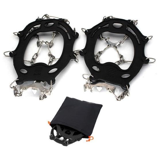 Crampons Neige 26 Dents ESMART - Crampons Chaussures Acier Inoxydable Antidérapants Randonnée Et Glace