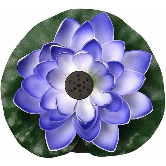 Super Idee Décoration De Bassin Flottante - Mini étang - Grenouille Allongée Sur Feuille De Lotus - Avec 6 Boules En Argent Et 2 Fleurs De Lotus - Pour étang De Terrasse