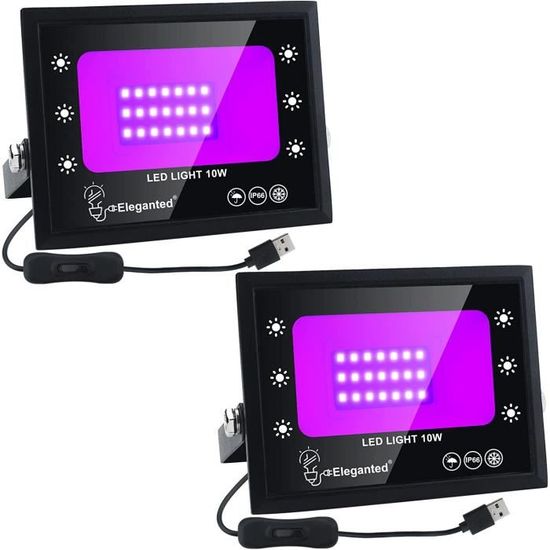 Projecteur LED Lumière Noire 100W UV - IP66 Étanche - Pour Fêtes, Bars, Décoration Fluorescente - 395-400nm