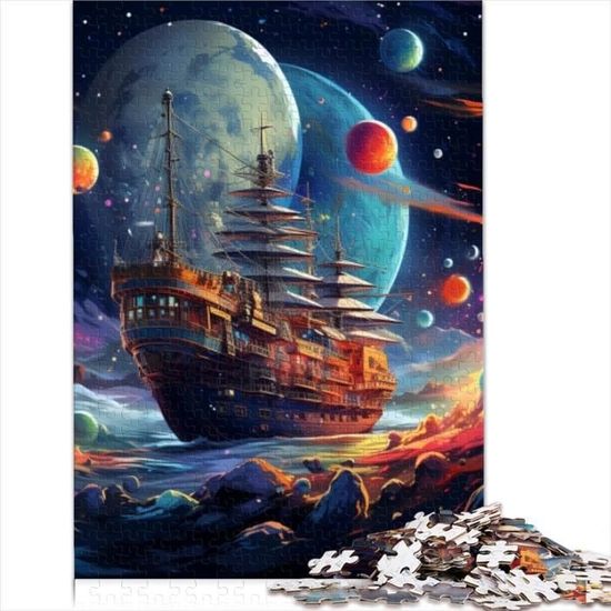 Puzzle 1000 pièces pour Adultes, Bateau Pirate, Puzzle en Bois, Jouets de Divertissement Familial, 1000 pièces (75 x 50 cm