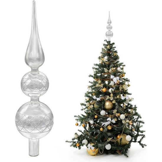 Cimier étoile rouge de 21x20 cm en plastique pour sapin de Noël
