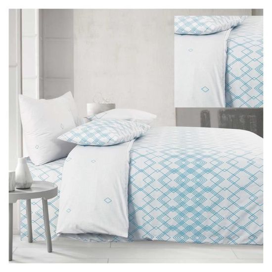 Pack Complet Housse De Couette 6 Pièces 100% Coton 57 Fils – Réversible, Pour Lit 160x200 Cm (Adama Perle)