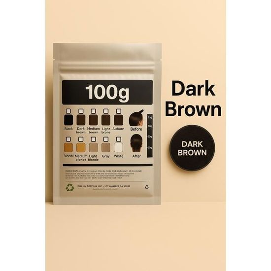 Poudre Densifiante Pour Cheveux Châtain Foncé - Kératine Fiber - 27,5 Gr - Neuf