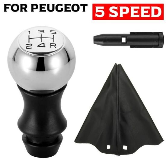 Pommeau De Levier De Vitesses BillyBath 5 Vitesses - Compatible Peugeot Et Citroën - Noir Et Argent