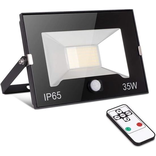 35W Projecteur LED de Détecteur Mouvement Extérieur avec télécommande3100LM Lumière de SécuritéCâble de 1mIP65 ImperméableDay 555