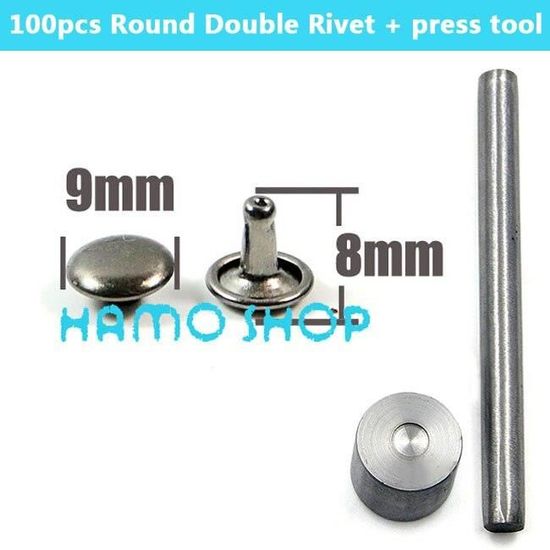 50/200 Rivets à Pointes Pour Cuir - Capuchon Double 6/8/10 Mm, Réparation Sacs Et Ceintures