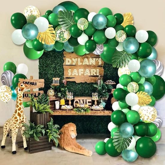 Kit Arche Ballon Vert Guirlande Ballons Blush Safari Jungle avec Ballon Vert Menthe Macaron Chrome pour Fête Nouvel An Noël Mariage