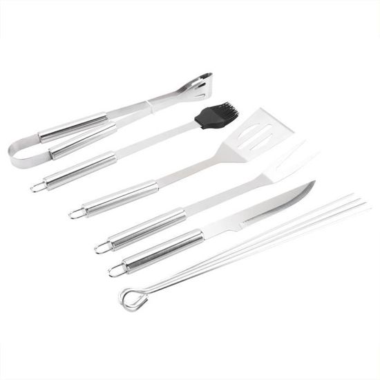 Kit Barbecue 28 Pièces En Inox - Spatule, Pince, Brosse, Salières, Brochettes... Avec Sac De Transport Pratique