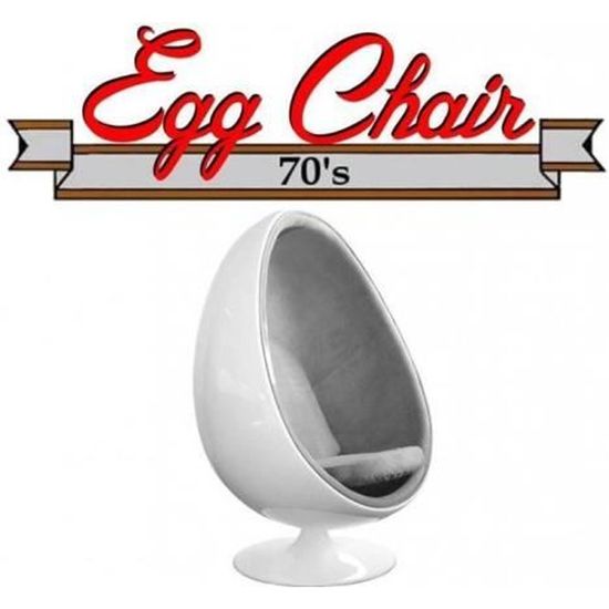 Fauteuil pivotant Oeuf, Egg chair coque blanche / intérieur tissu gris. Design 70's. gris Velours Inside75