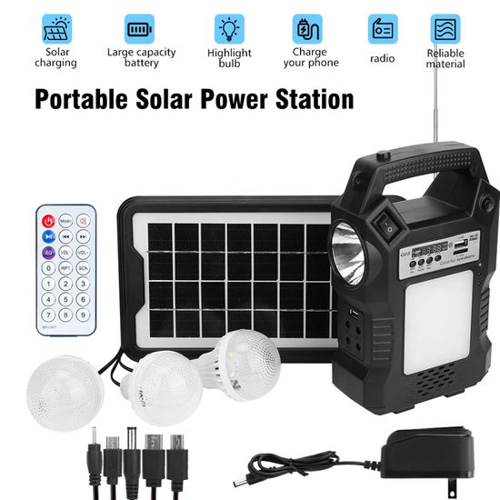 Générateur Solaire Portable D'Énergie avec panneau Solaire et  3 Ampoule , Kit d'énergie de Réserve pour Extérieur,Maison,Camping
