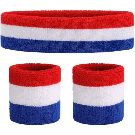Bandeau Sweat Wilson Vintage Années 80 - Rouge, Blanc, Bleu USA - 100% Coton - Neuf Sous Blister