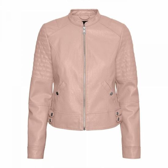 Veste Cuir Femme E-girl Motard Similicuir Slim Court - Veste Biker Réversible Avec Fermeture Éclair