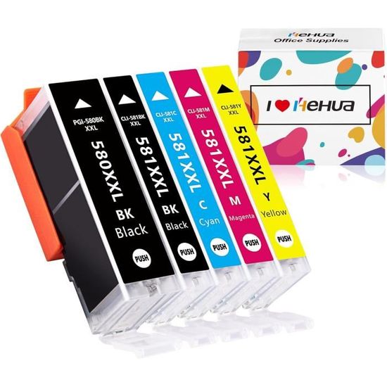 CANON Pack de 5 cartouches d'encre PGI-580 / CLI-581 PGBK/Noir/Cyan/Magenta/ Jaune - Informatique