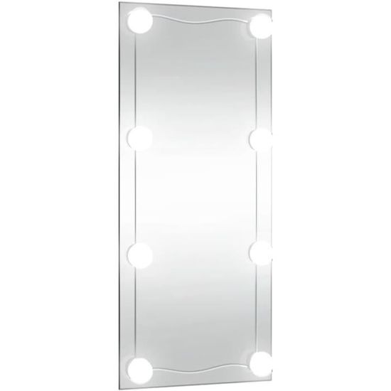 Miroir mural - DIOCHE - 30x50 cm - Verre trempé - Étagère intégrée