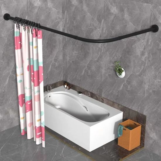 Tringle De Douche En U Ou En L Gulfstream Komfort - Jusqu'à 3m, Anneaux Inclus, Blanc/Chrome/Noir/Anthracite
