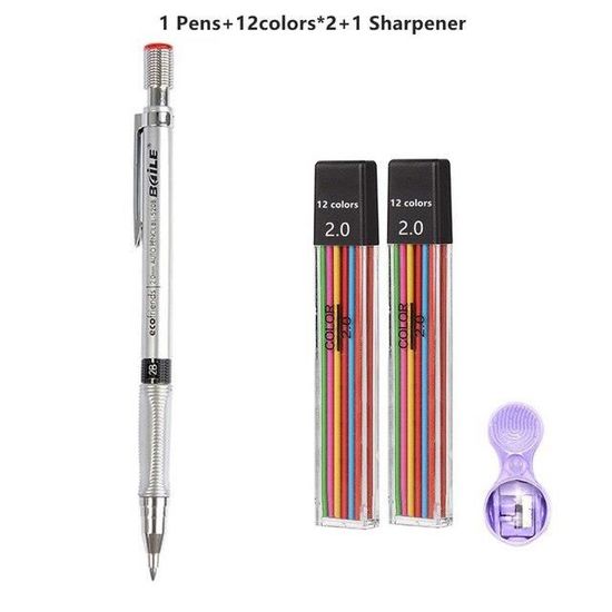 Lot De 20 Recharges Crayons De Couleur 0.5mm – Multicolores – Pour Portemine Et Dessin