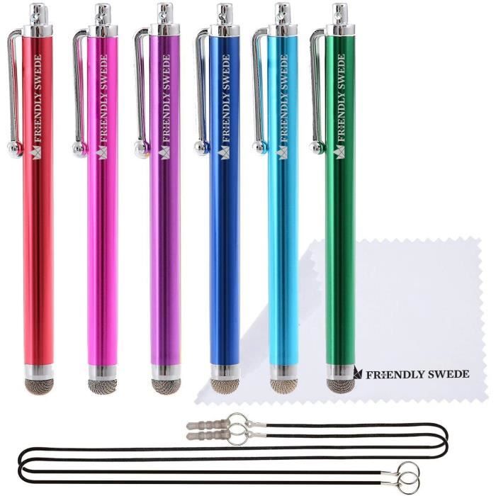 Stylets Capacitifs XXL Friendly Swede - Lot De 3, 18,5 Cm, Pointes Remplaçables, Compatible Tous écrans Tactiles