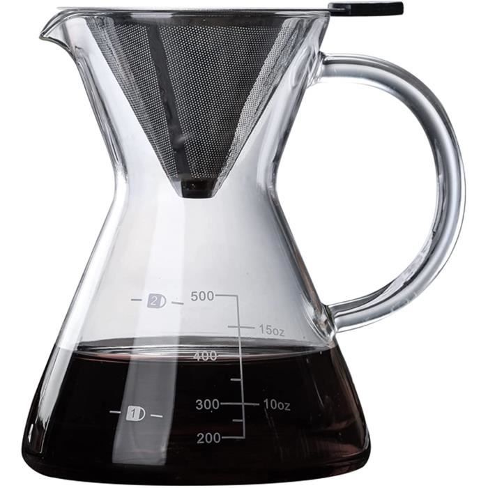cafetière en verre, cafetière manuelle avec filtre en acier inoxydable, pour une préparation manuelle du café très douce pour[238]