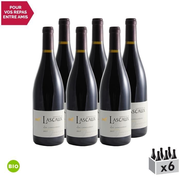 Château Lascaux Garrigue Languedoc Rouge 2017 - Bio - Lot de 6x75cl - Vin AOC Rouge du Languedoc - Roussillon - Cépages Syrah,