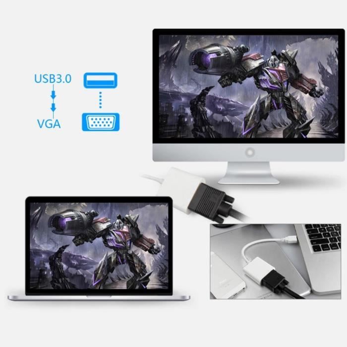 Adaptateur Multi-Affichage Usb 3.0 Vers Vga Convertisseur Carte Graphique Vidéo Externe Ycy71124103Wh
