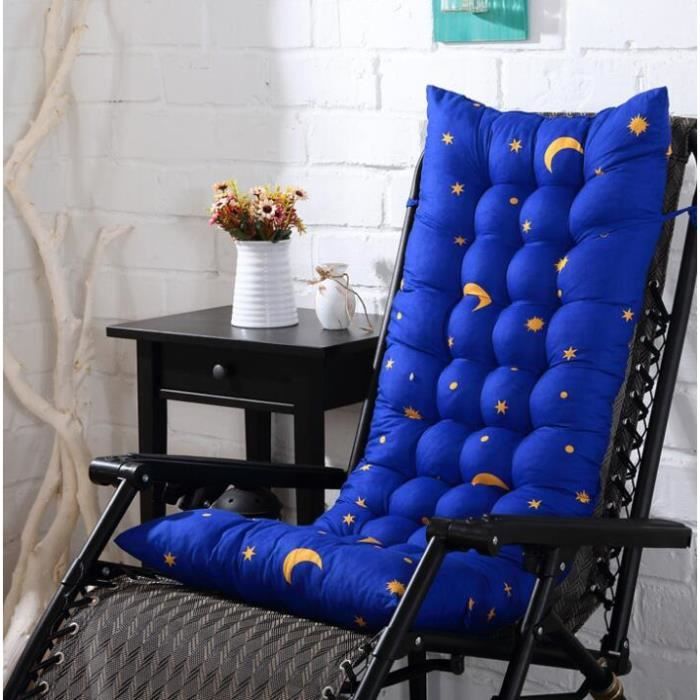 Coussin de Chaise Longue Galette de Chaise Coussin Bain de Soleil Matelas pour Chaise Fauteuil Transat de Jardin Imprimé Bleu