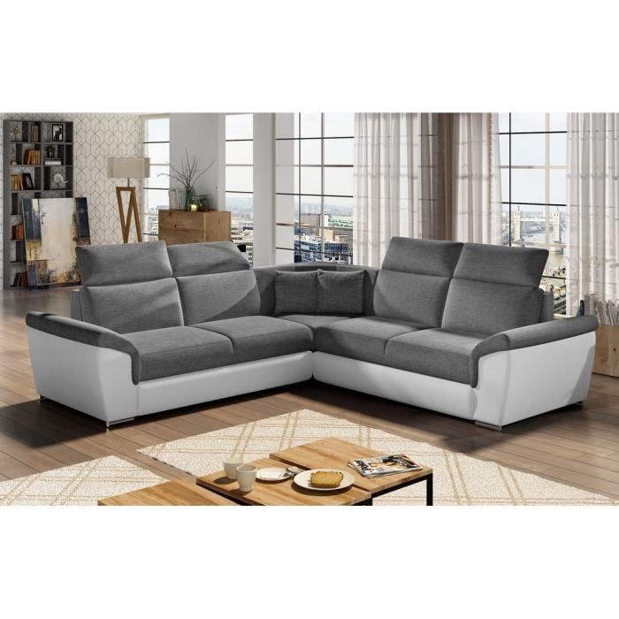 Canapé d'angl convrtibl simili CLARK 3 placs noir au millur prix