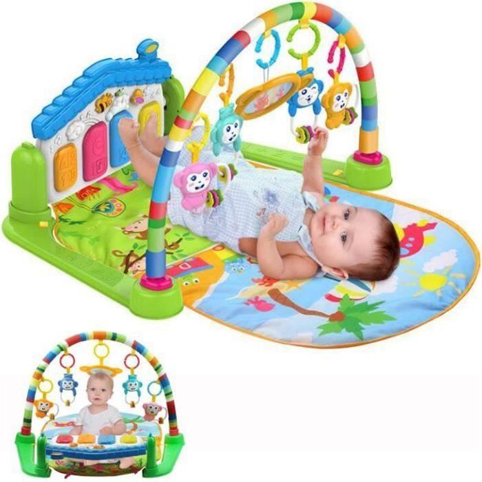 3 en 1 bébé Piano Tapis de jeu Tapis de jeu Musique et lumières Vert