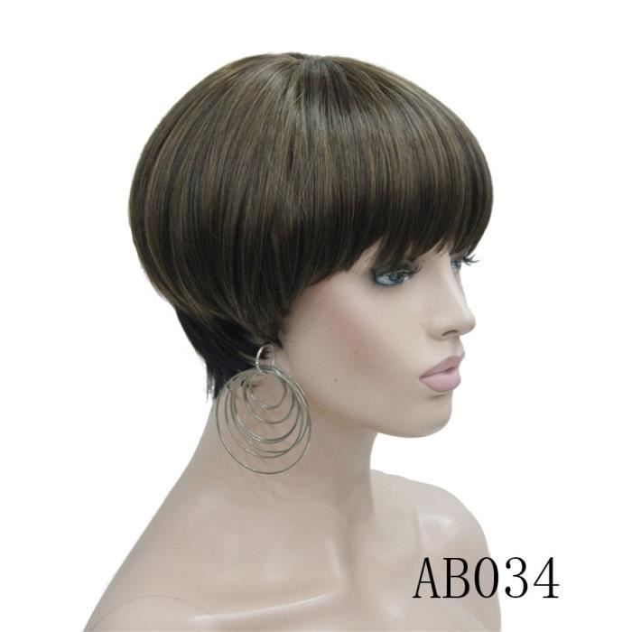AB0346 pouces -Strong beauty perruque Bob Hair, cheveux courts et lisses, noir et violet, perruque pour femmes, tête de champignon