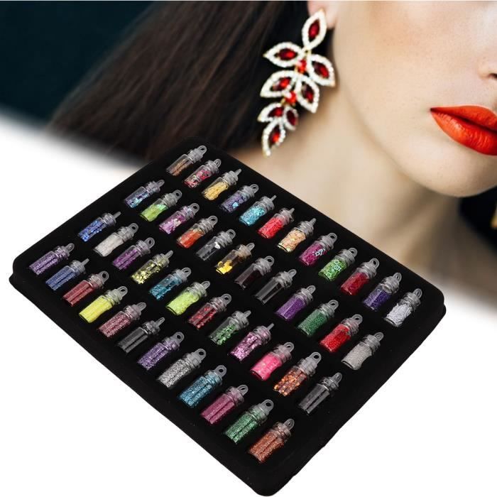 48 bouteilles de poudre de paillettes flash, moule de résine époxy bijoux bricolage faisant décoration outils de résine époxy HB057