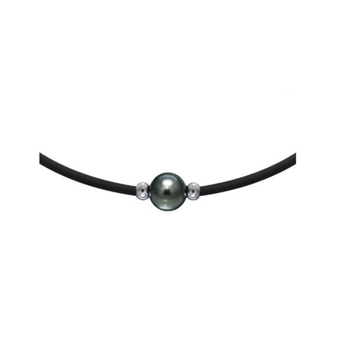 Collier Perle de Tahiti Néoprène et Argent Massif 925 - Blue Pearls