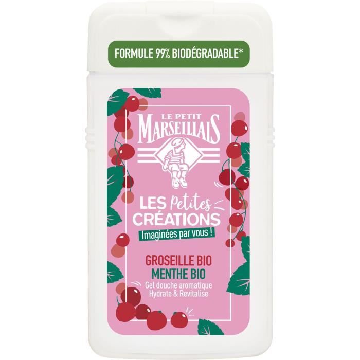 LE PETIT MARSEILLAIS Gel douche Les Petites Créations - Groseille & Menthe Bio - Lot de 4