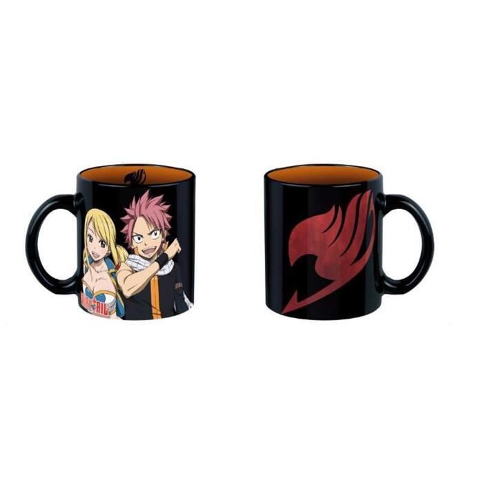 Tasse Fairy Tail Natsu & Lucy noir, imprimé, en céramique, capacité environ 460 ml.