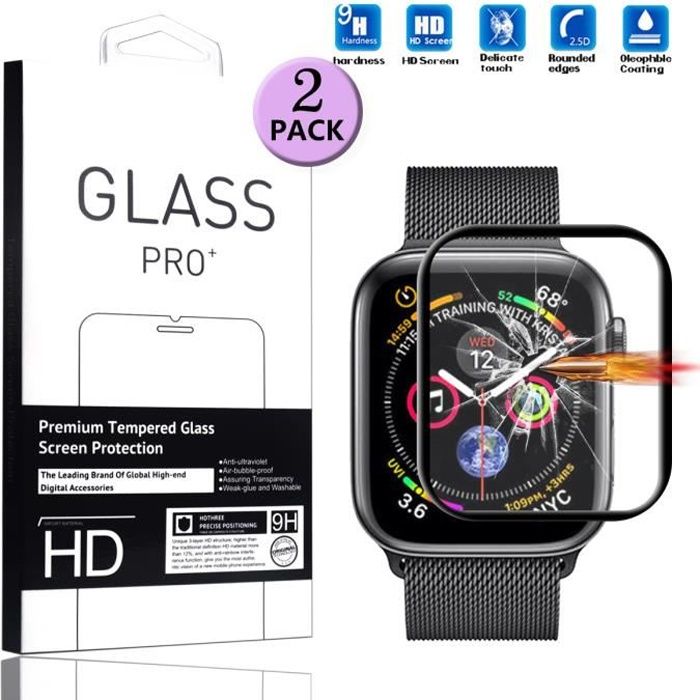 Pour Apple Watch Series 4 44MM Verre Trempé Couverture Complète [2 Pièces] Protecteur Protection Ecran Apple Watch 44MM Series 4