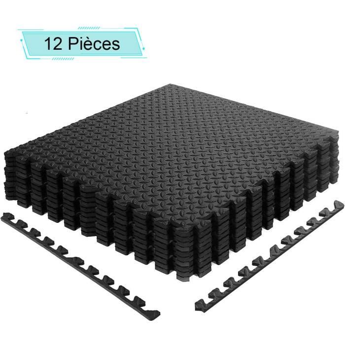 JEOBEST® 12 Dalles en mousse sans BPA, Tapis en caoutchouc antidérapant pour salle de sport