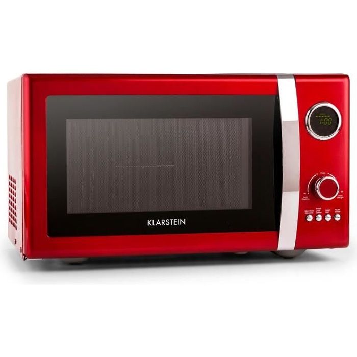 Klarstein Fine Dinesty - Four micro-onde avec fonction grill, 23L de capacité et 12 programmes (800W - 1000W) - Rouge