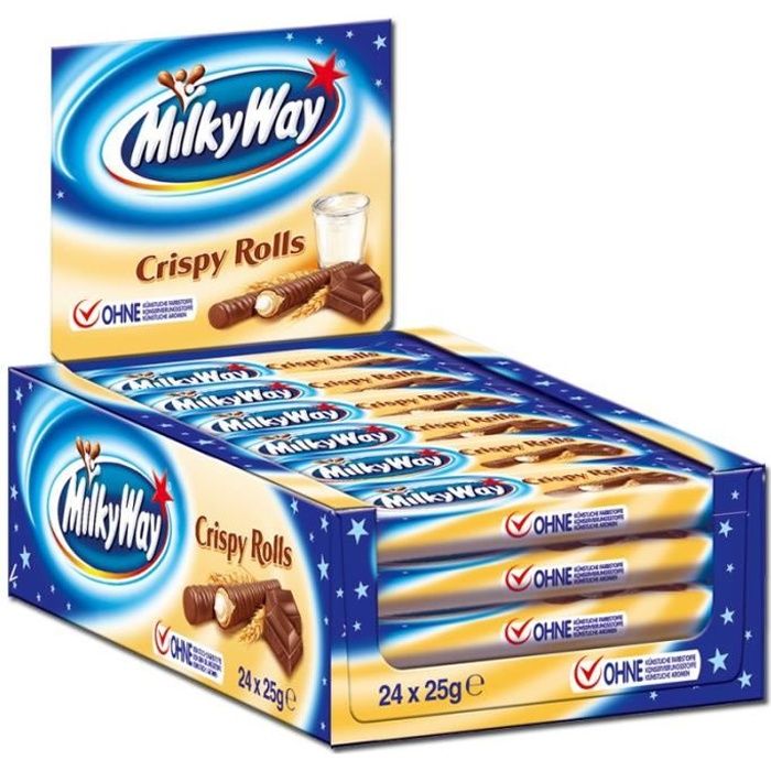 Milky Way Crispy Rolls, bars de chocolat, 24 barres