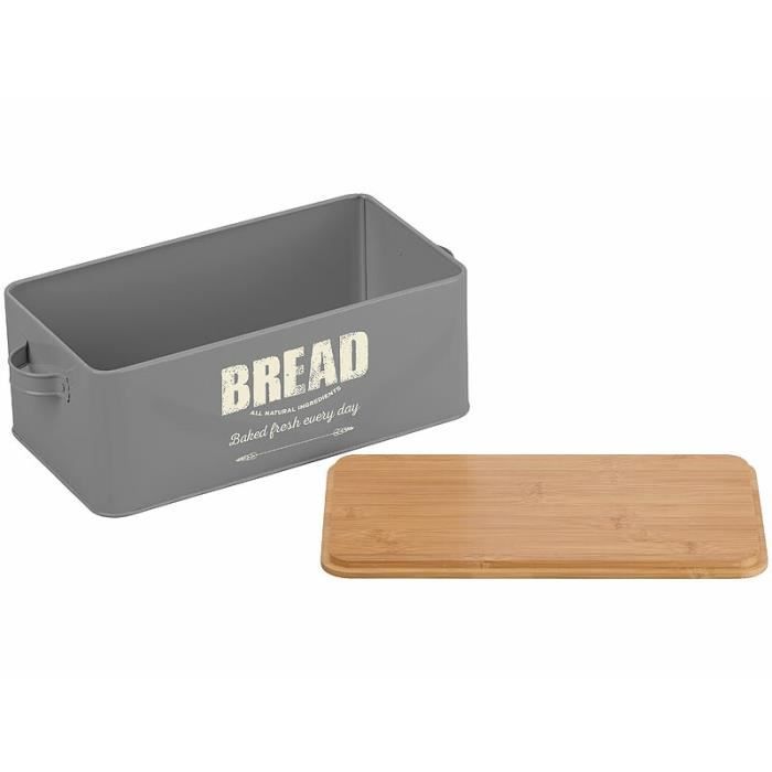 Boîte à pain rétro 7 L en acier et bambou