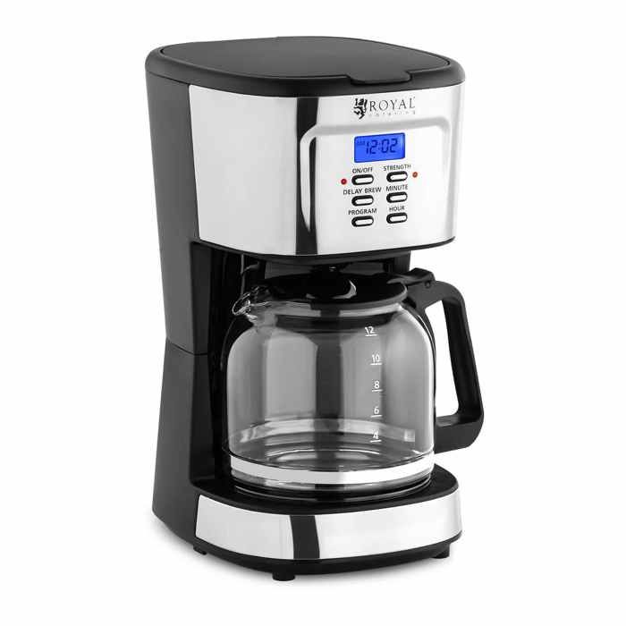 Machine à Café Filtre Cafetière Électrique Professionnelle Royal Catering RC-FCM01 (900W. Plastique & Inox. 1.5L / 15 Tasses. Écran)