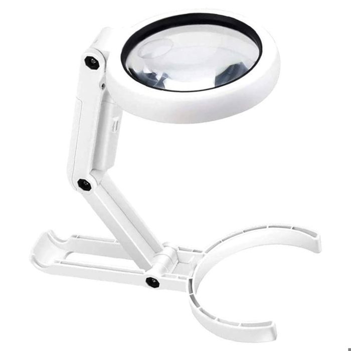 Loupe Optique Flexible Pliable - 2 en 1 : loupe de bureau ou - Grossissements : 5X, 8X - 8 LEDs