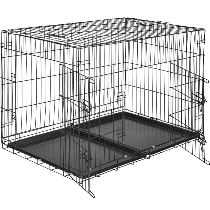 TECTAKE Caisse de Transport pour Chien en Acier Pliable 106 cm x 70 cm x 76 cm