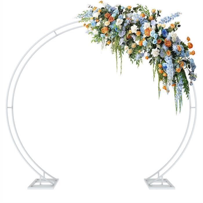 Arche Ronde Mariage 2,4M x 2M en Fer Fond de Réception Décor - Blanc