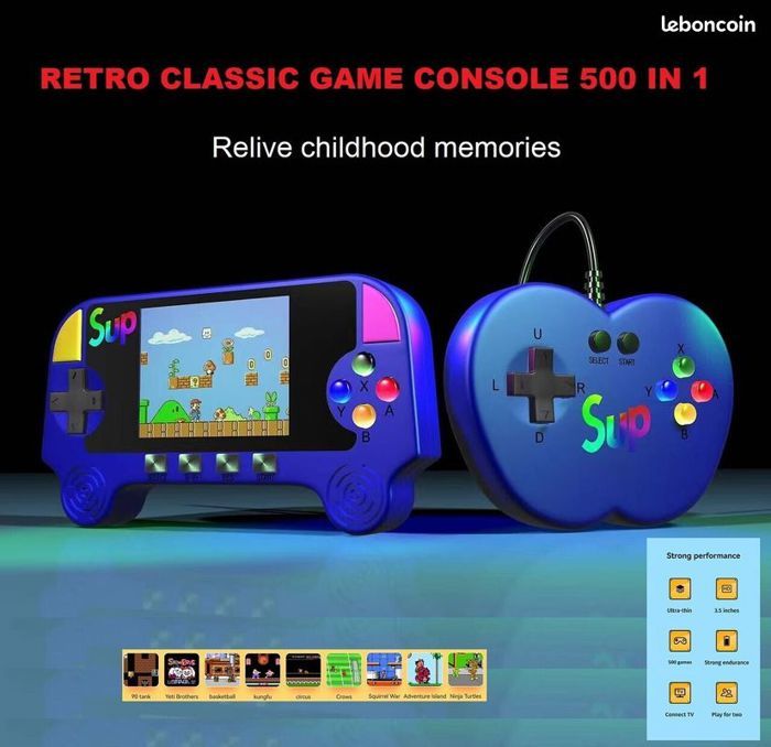 New Console de jeux vidéo Rétro Classique F3 écran couleur 500 Jeux intégrés - vue 3